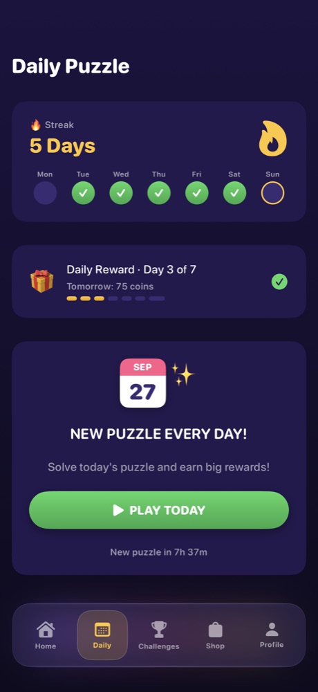Daily puzzle and streak tracker
